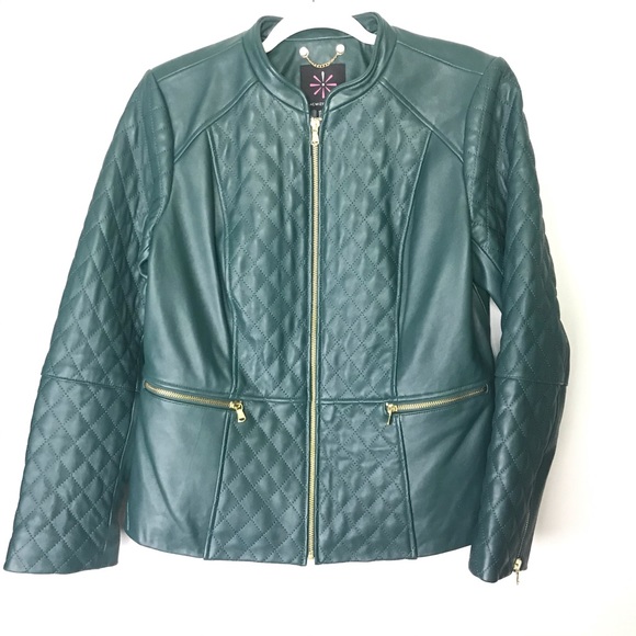 Isaac Mizrahi Jackets \u0026 Coats | Isaac Mizrahi Live Green Leather Jacket Coat | Color: Gold/Green | Size: 10 | Daphnee15's Closet
